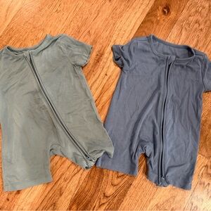 Set of Two Zippered Baby Rompers-bamboo